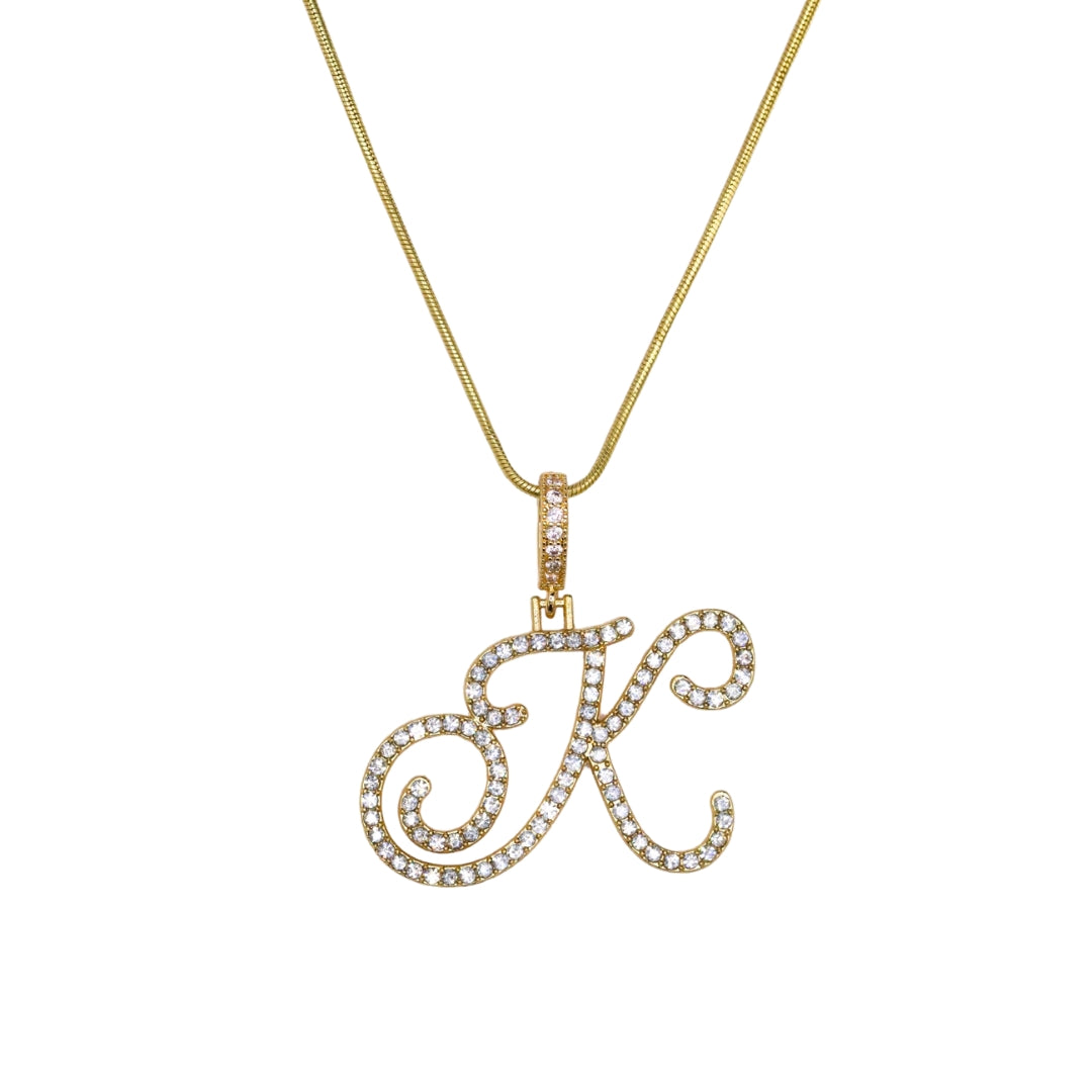 Glam Initial Necklace- Gold