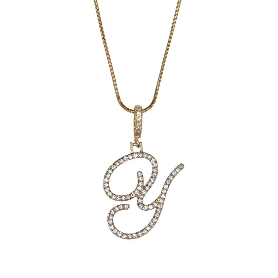 Glam Initial Necklace- Gold