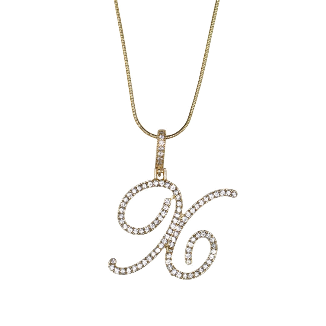 Glam Initial Necklace- Gold