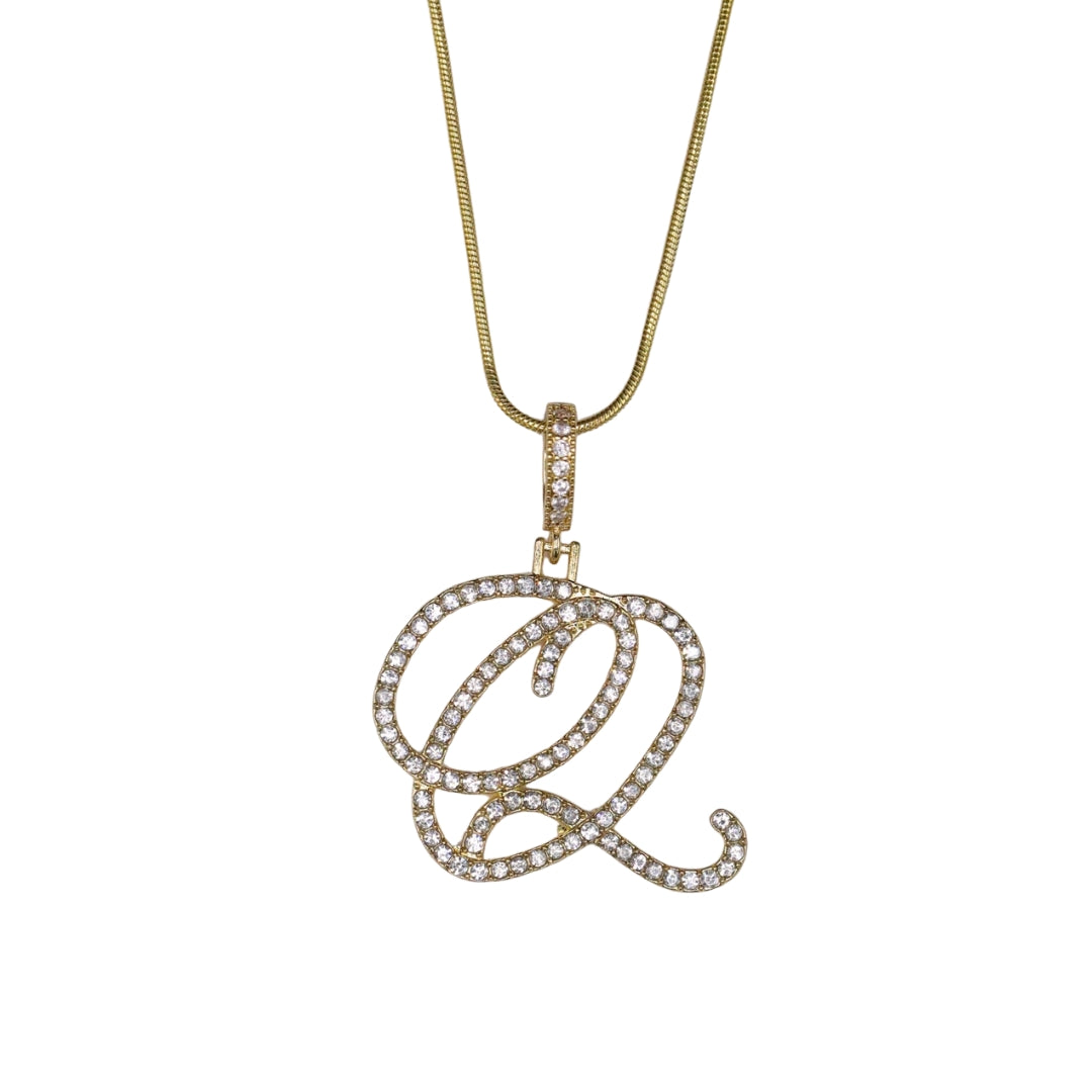 Glam Initial Necklace- Gold