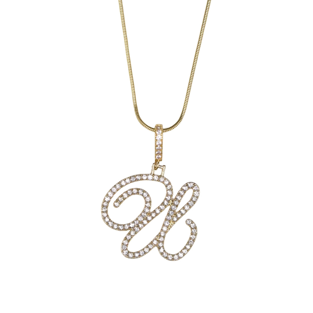 Glam Initial Necklace- Gold