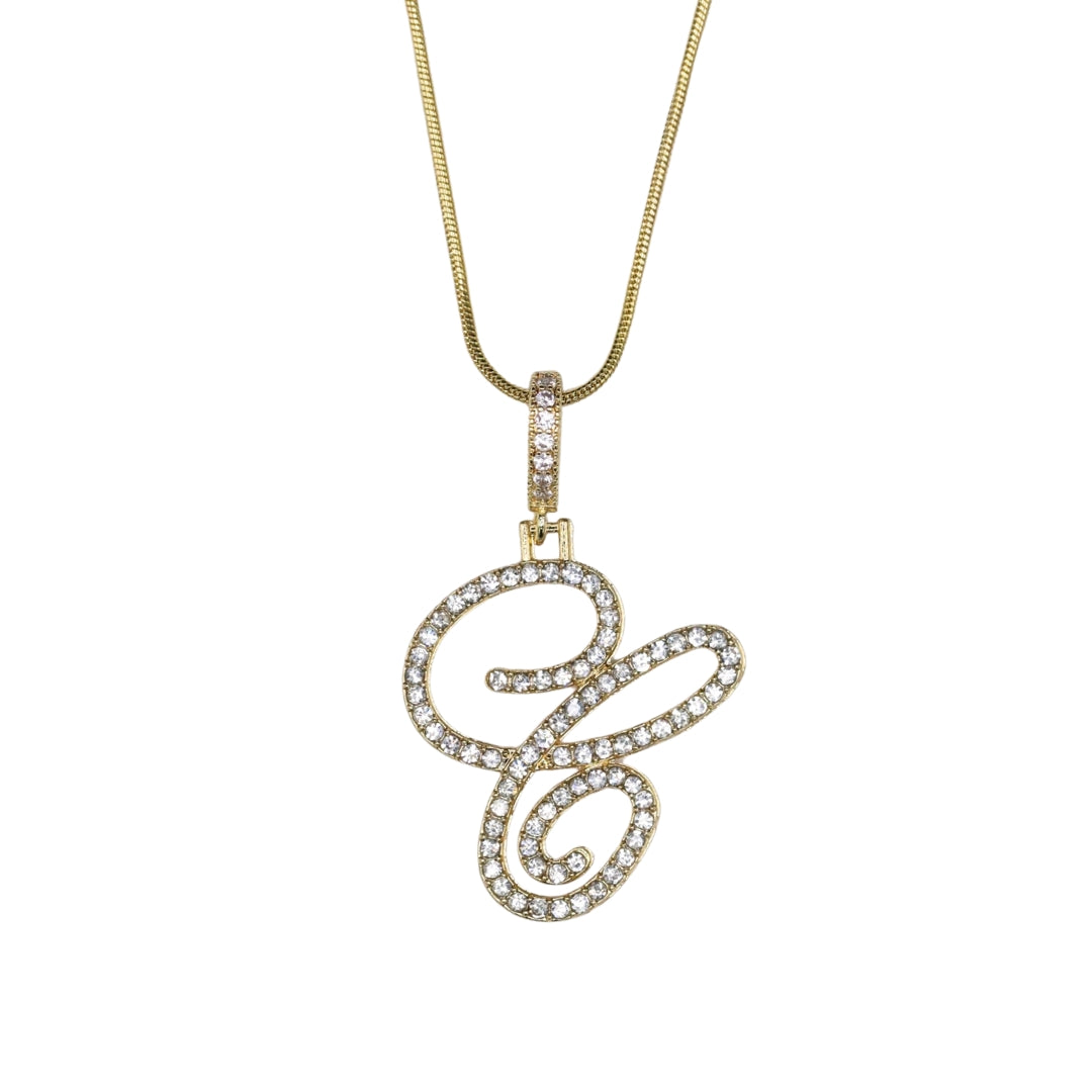 Glam Initial Necklace- Gold