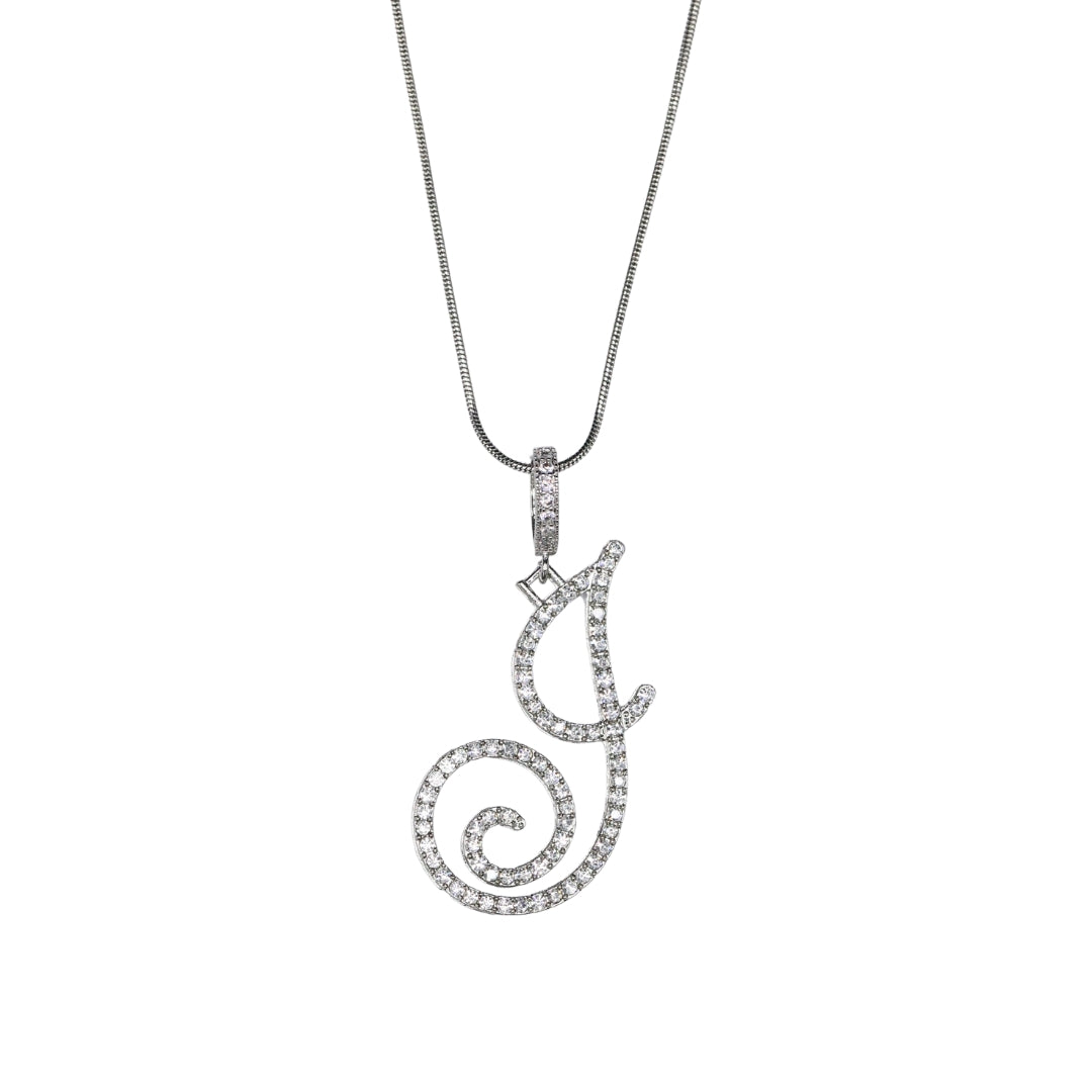 Glam Initial Necklace- Silver