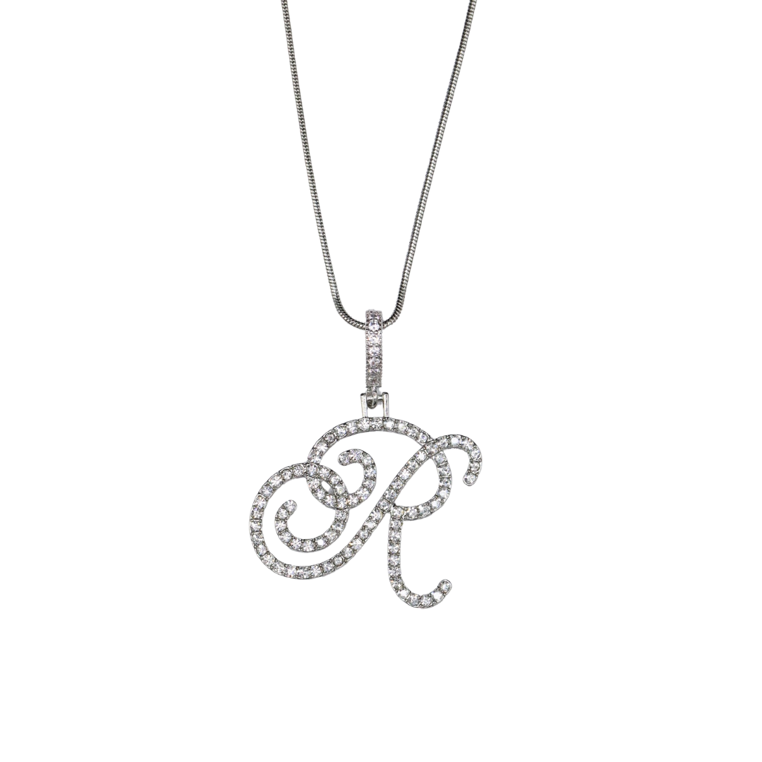 Glam Initial Necklace- Silver