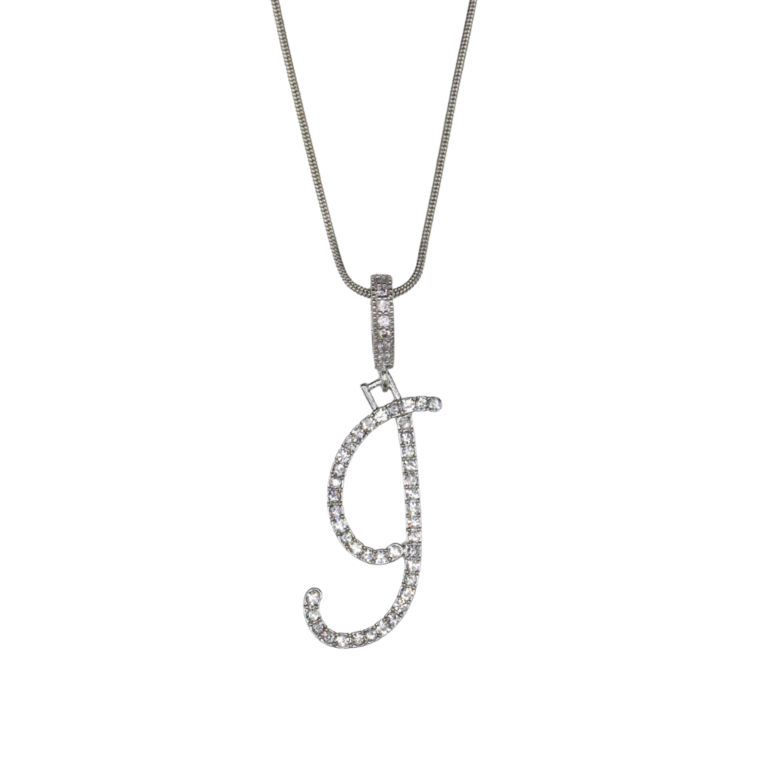 Glam Initial Necklace- Silver