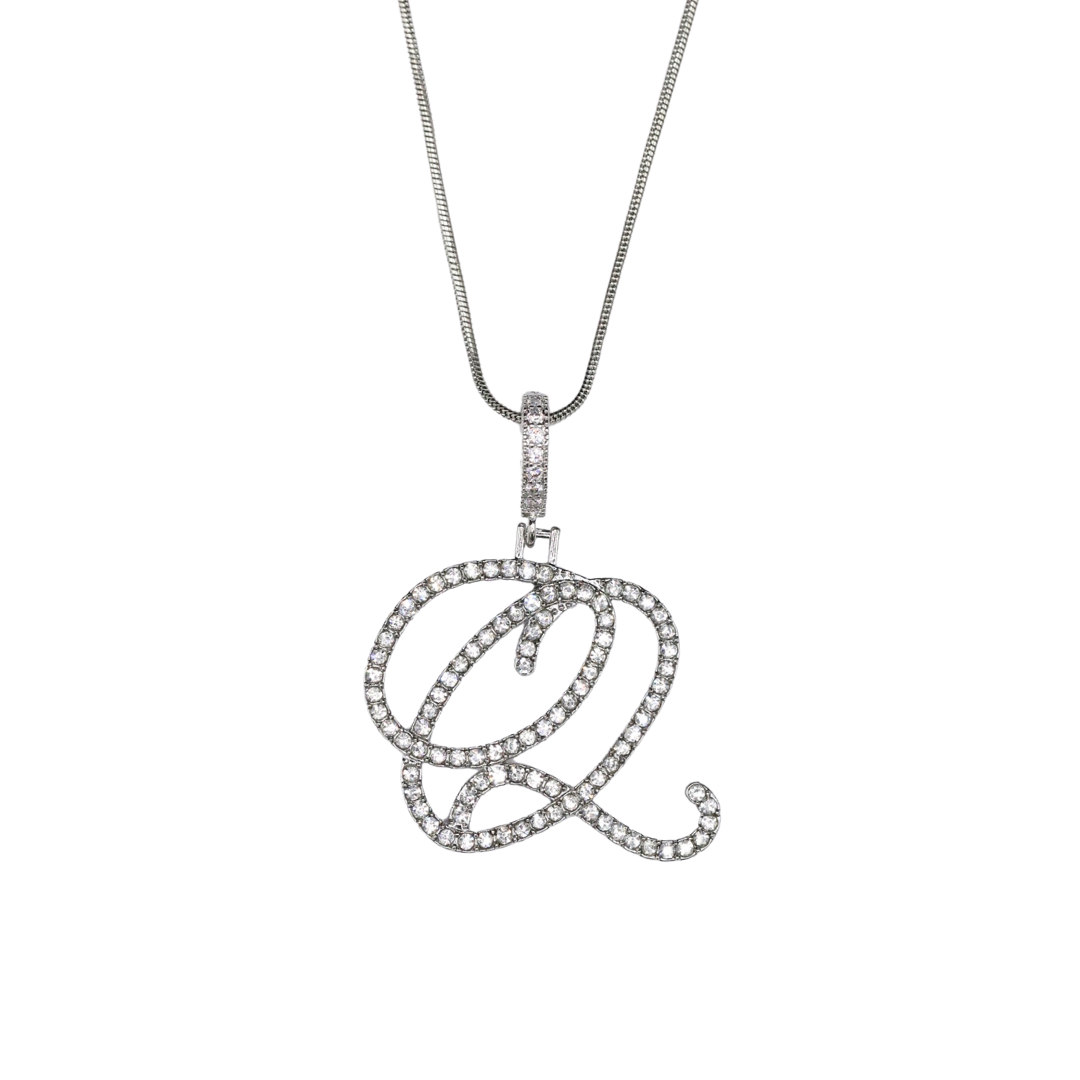 Glam Initial Necklace- Silver