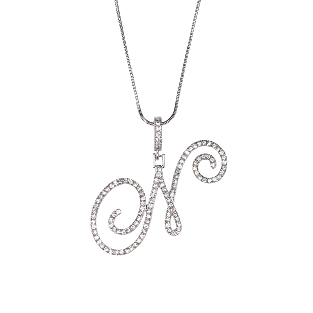 Glam Initial Necklace- Silver