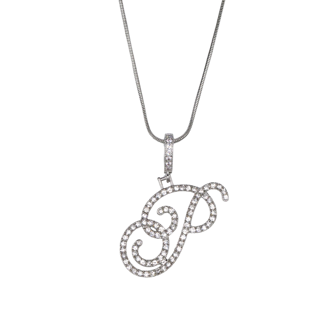 Glam Initial Necklace- Silver