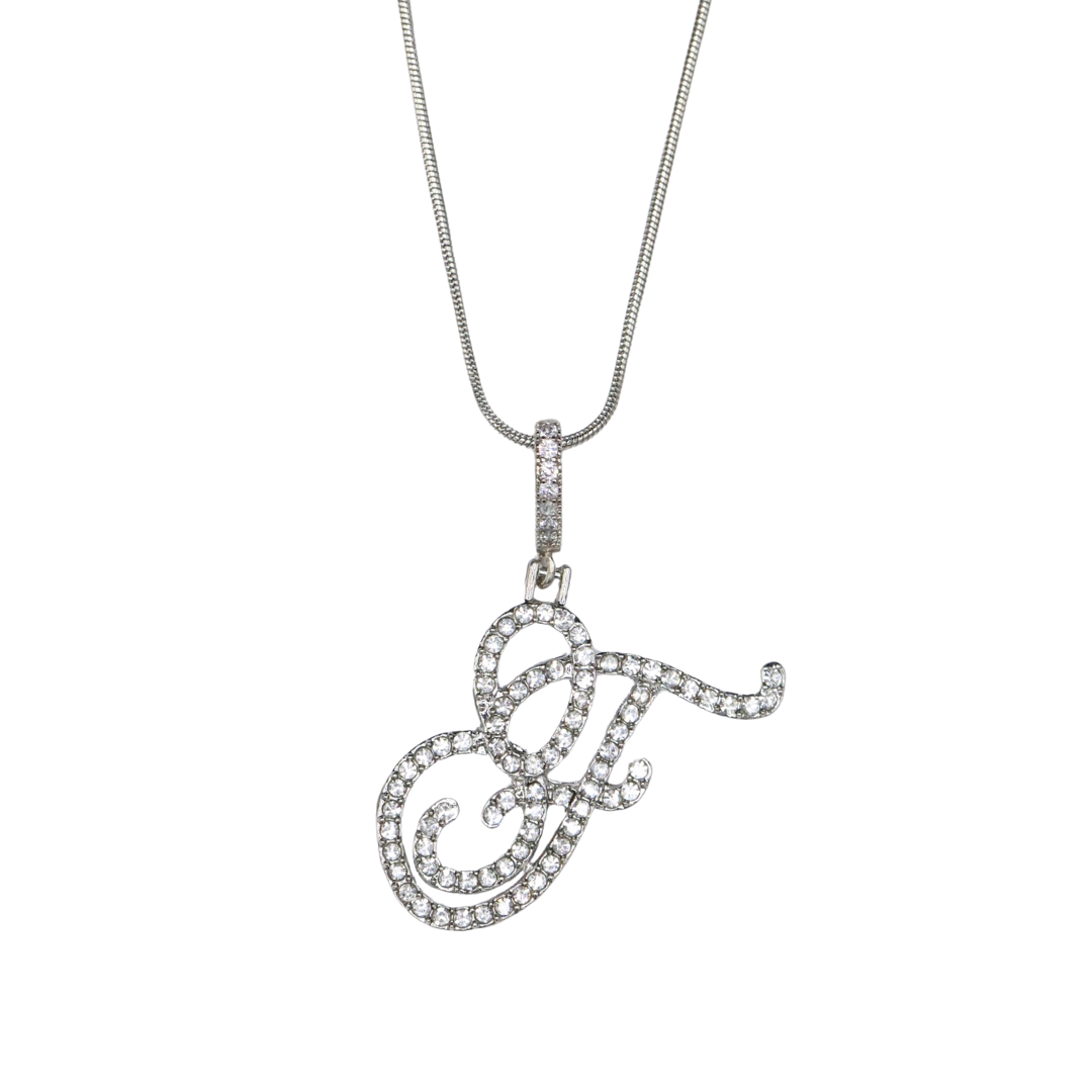 Glam Initial Necklace- Silver