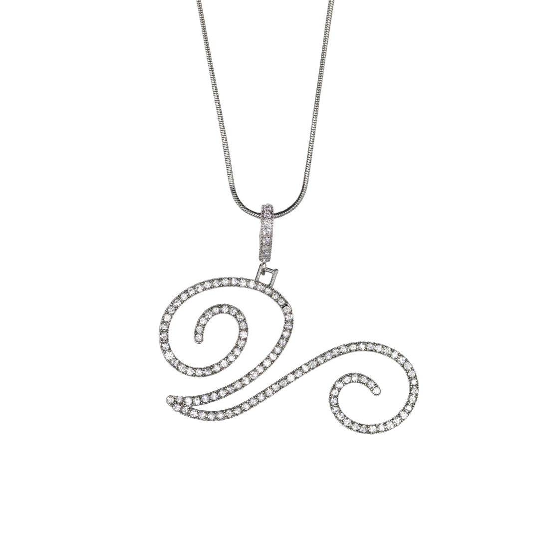 Glam Initial Necklace- Silver