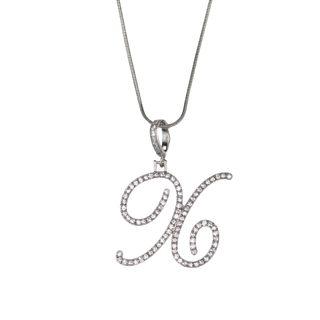 Glam Initial Necklace- Silver