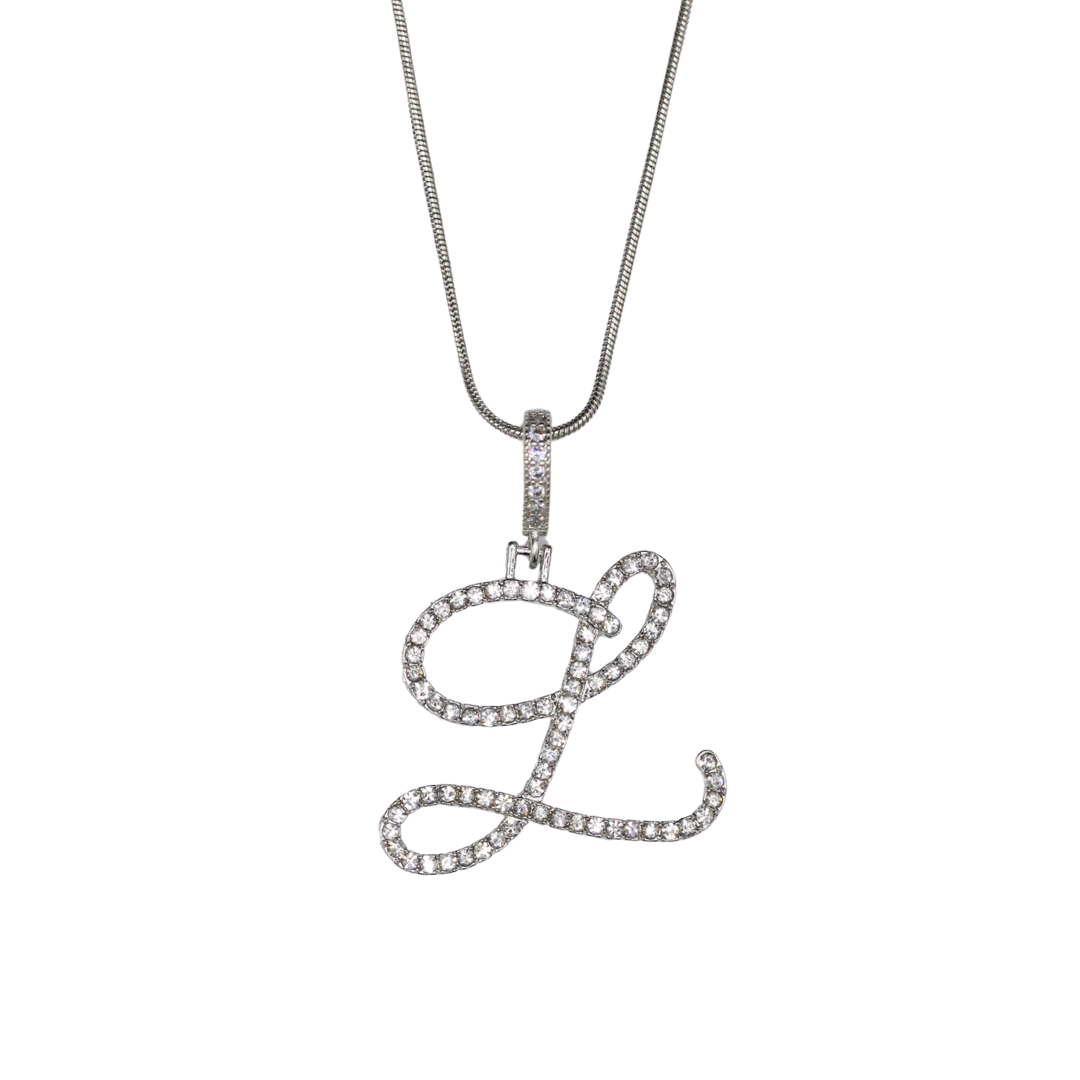 Glam Initial Necklace- Silver