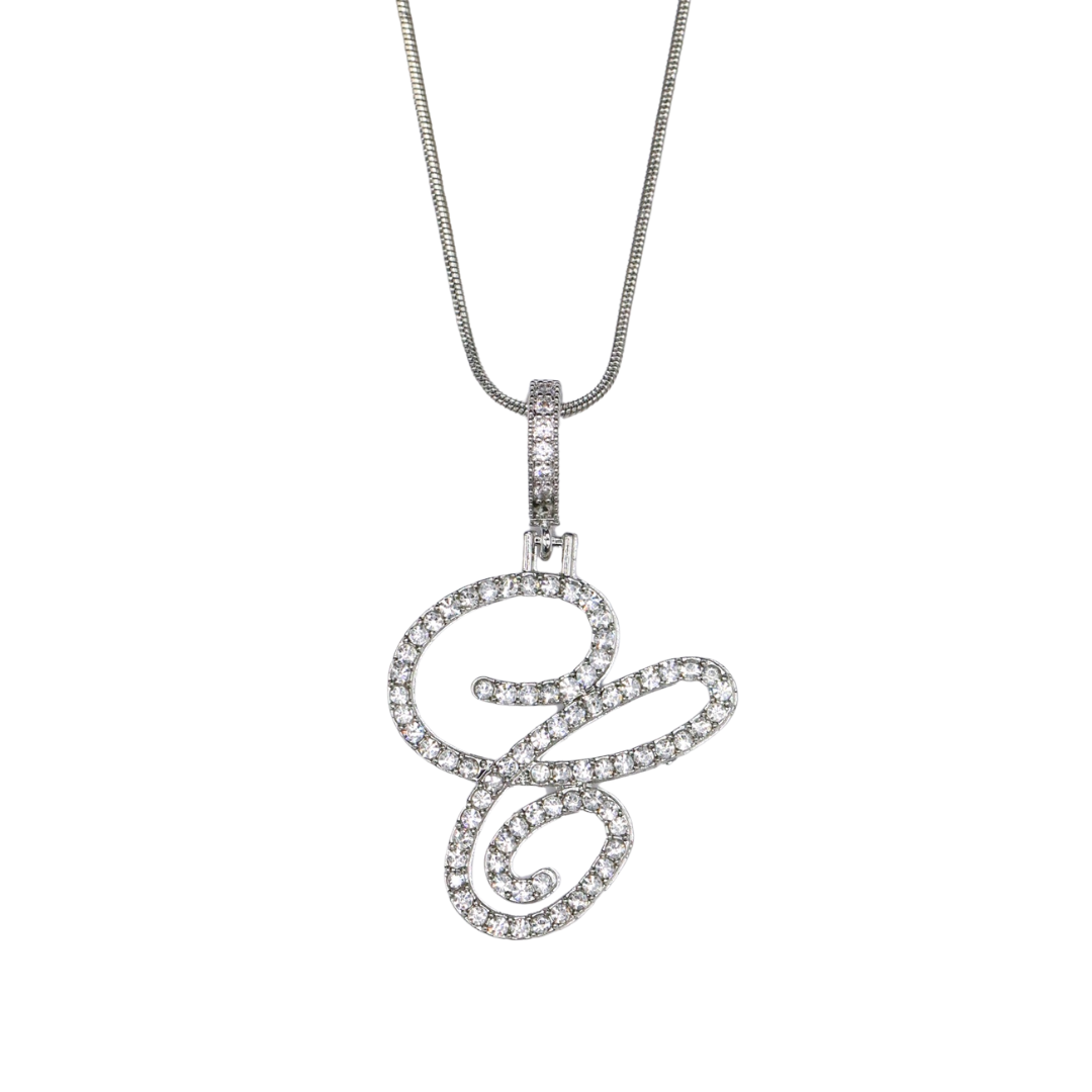 Glam Initial Necklace- Silver