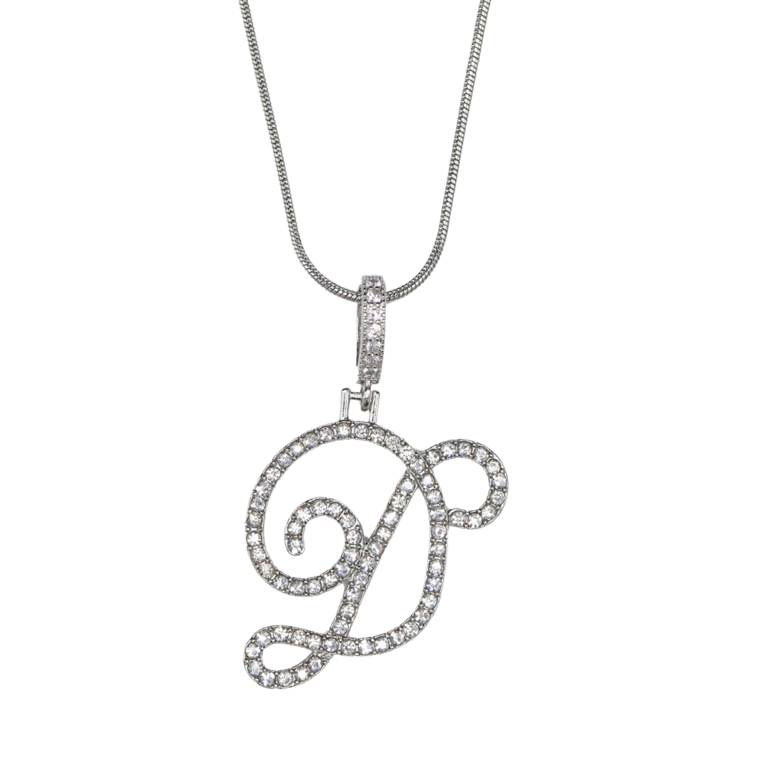 Glam Initial Necklace- Silver