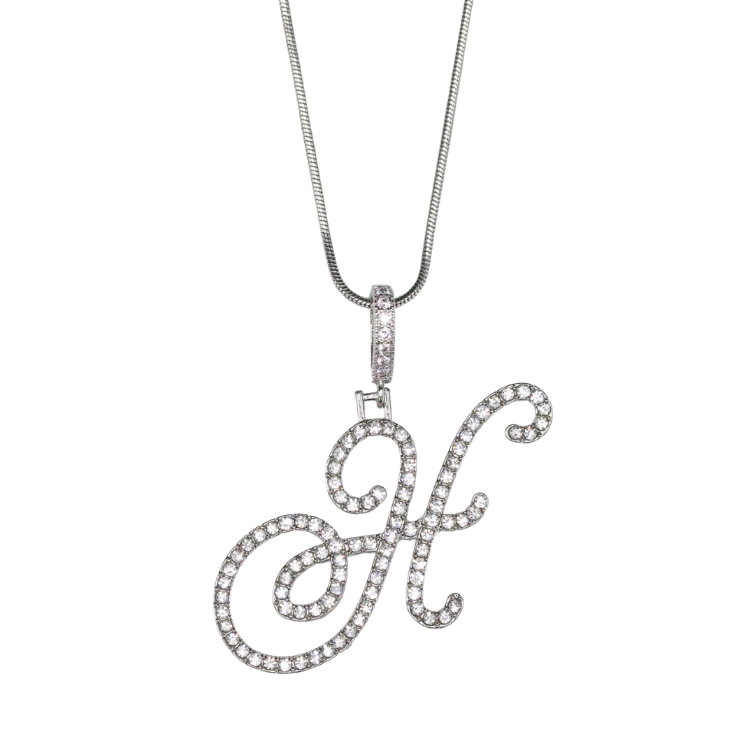 Glam Initial Necklace- Silver