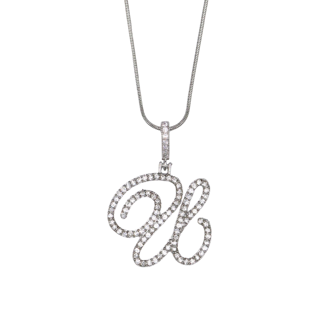 Glam Initial Necklace- Silver