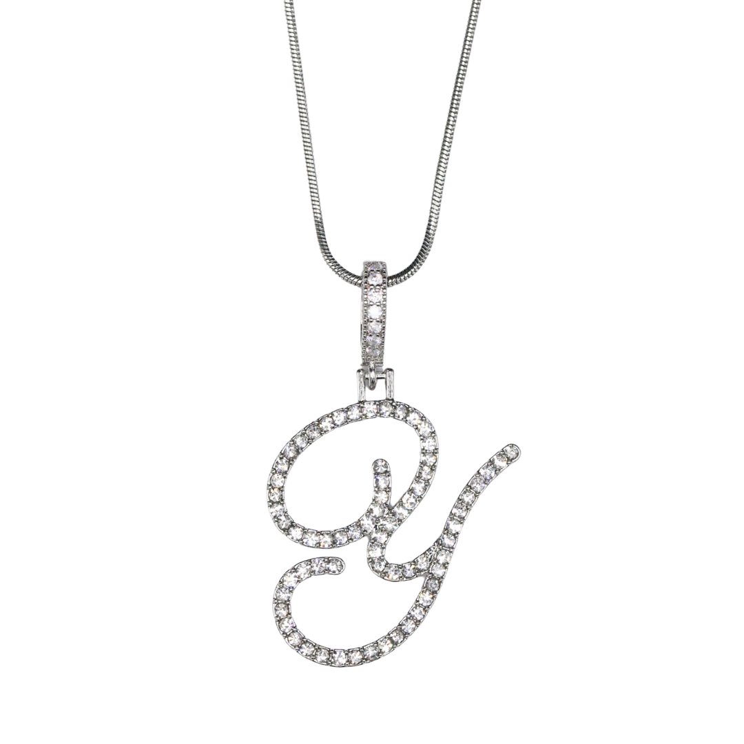 Glam Initial Necklace- Silver