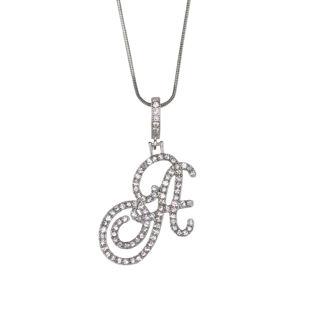 Glam Initial Necklace- Silver