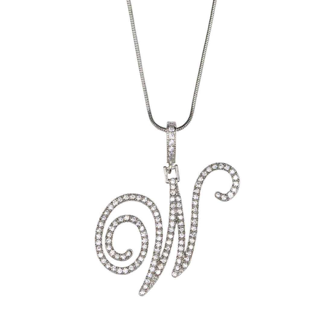 Glam Initial Necklace- Silver