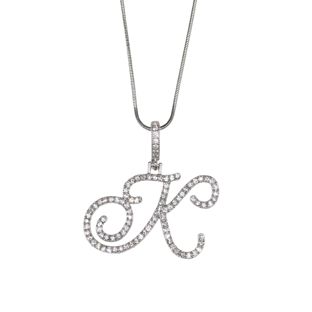 Glam Initial Necklace- Silver