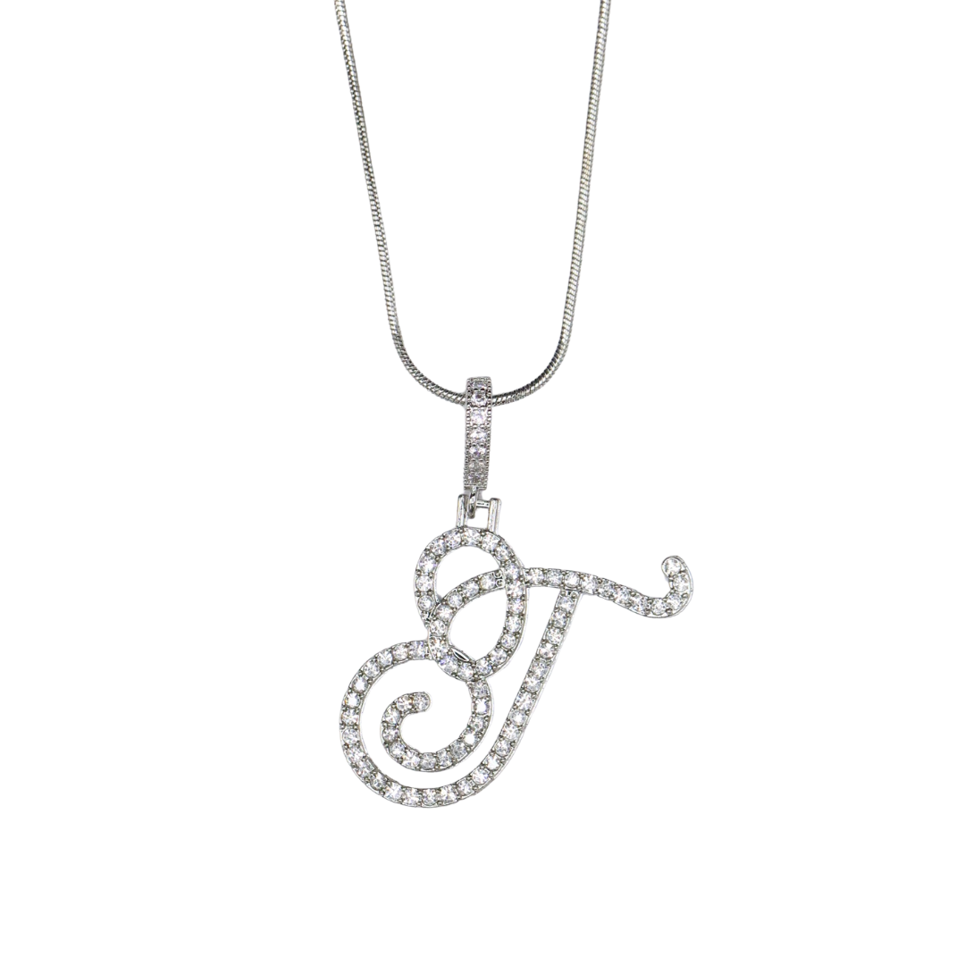 Glam Initial Necklace- Silver