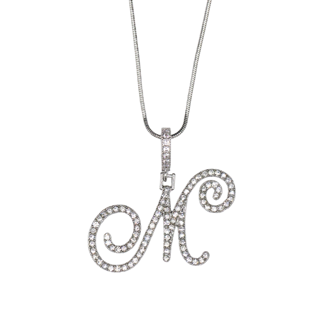 Glam Initial Necklace- Silver