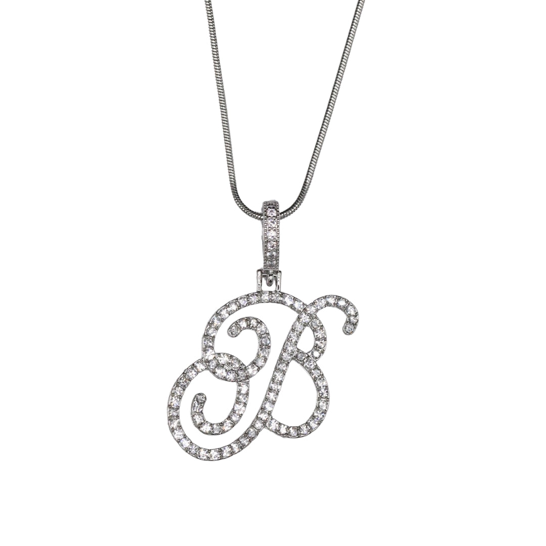 Glam Initial Necklace- Silver