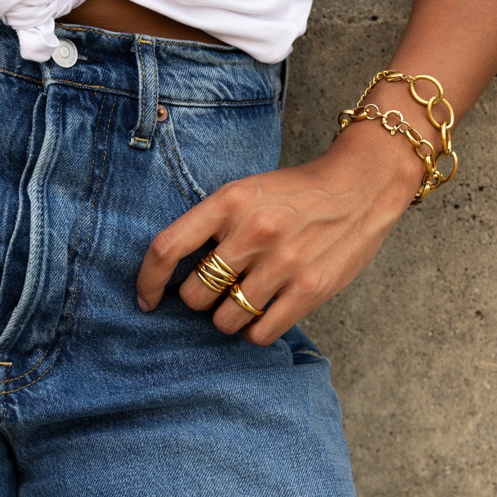 Gold Band Statement Ring