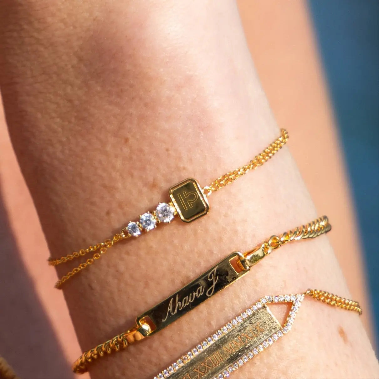 Goldie Custom Engraved Bar Bracelet