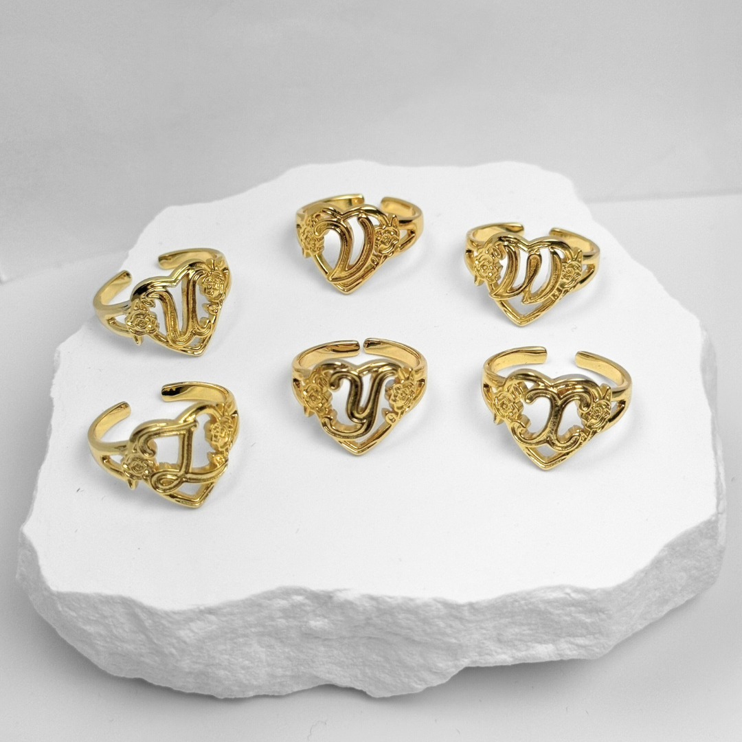 Heart Initial Letter Ring