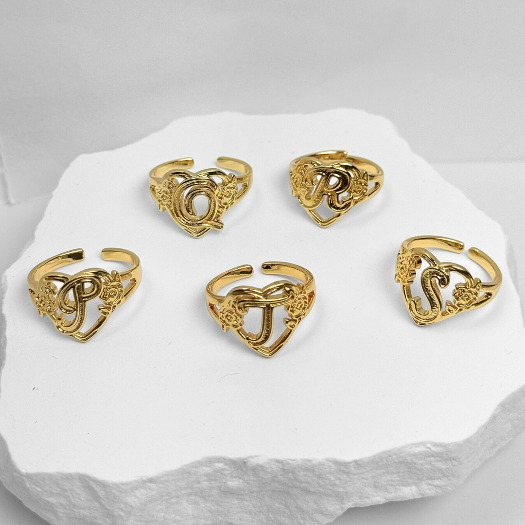 Heart Initial Letter Ring