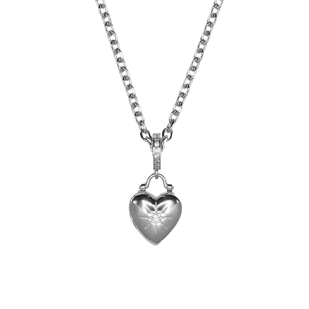 Heart Locket Necklace- Silver