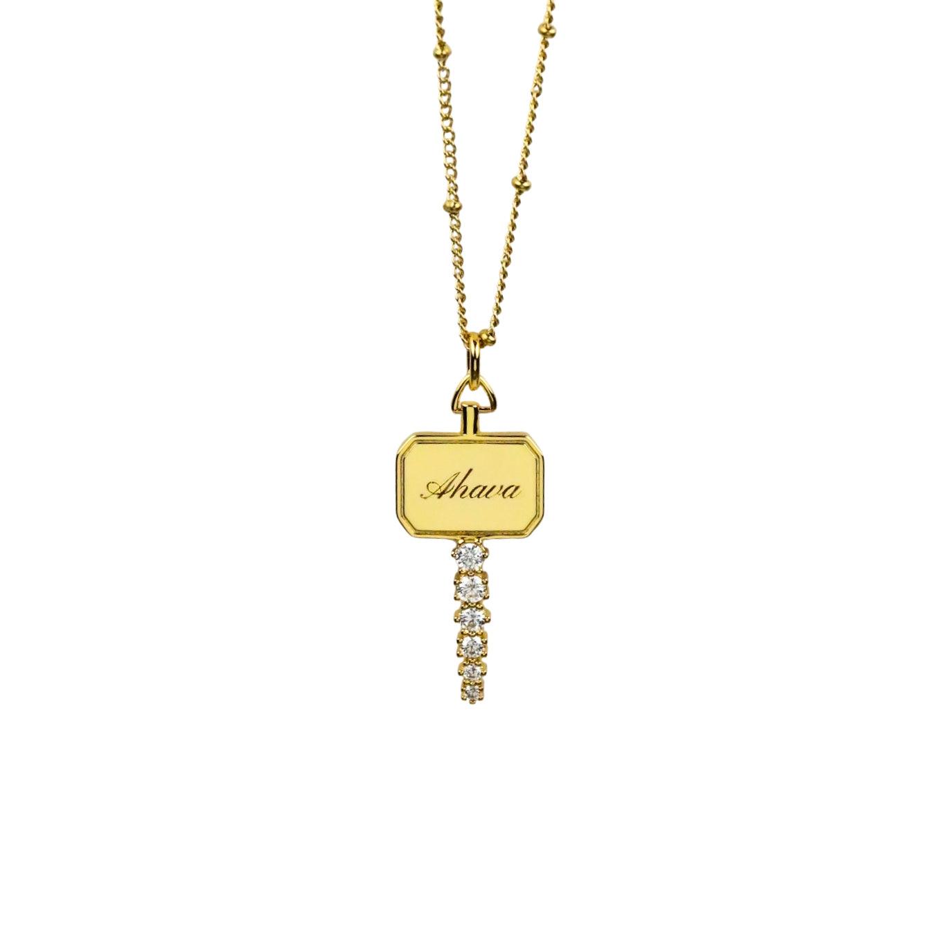 Lucy Custom Engraved Key Pendant Necklace