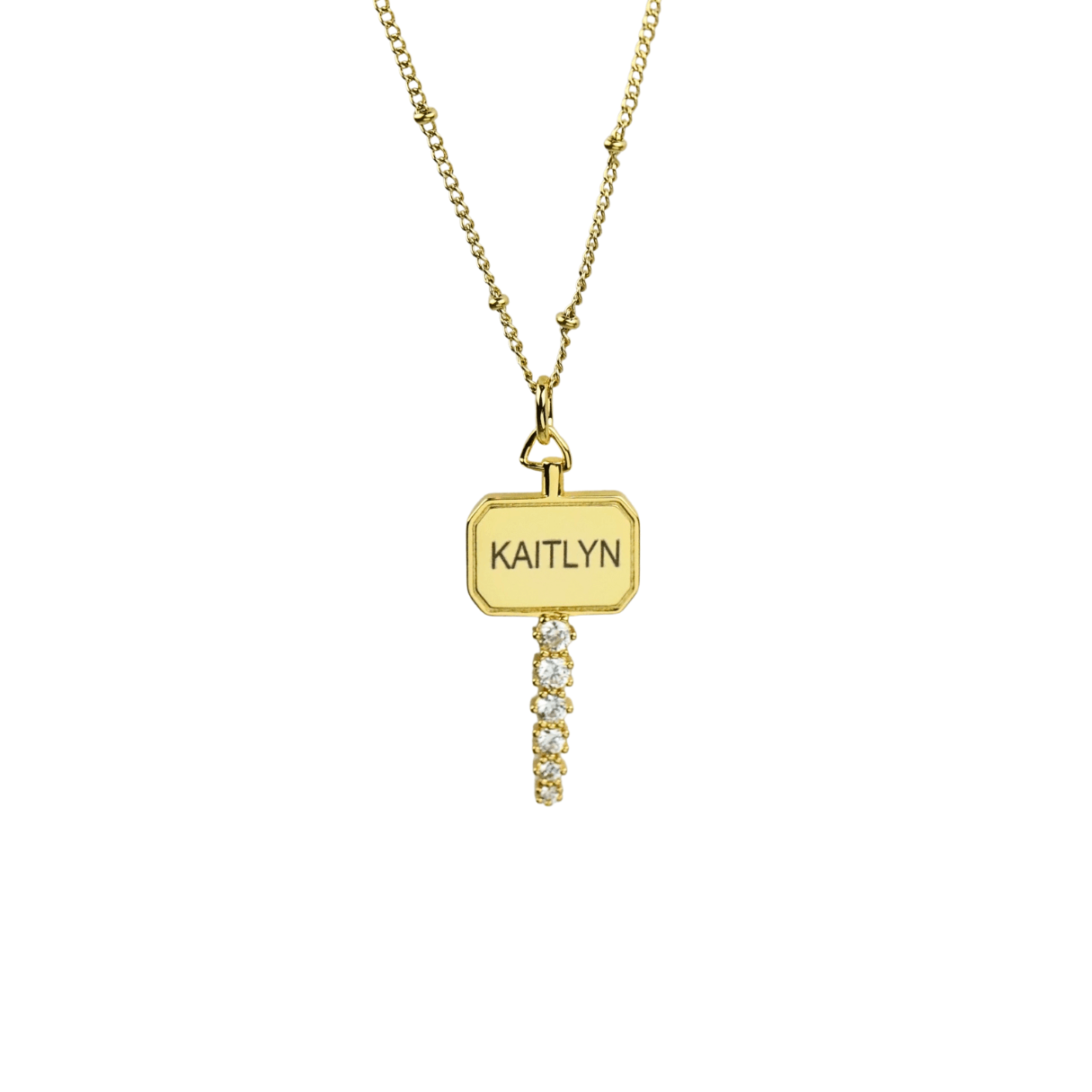 Lucy Custom Engraved Key Pendant Necklace