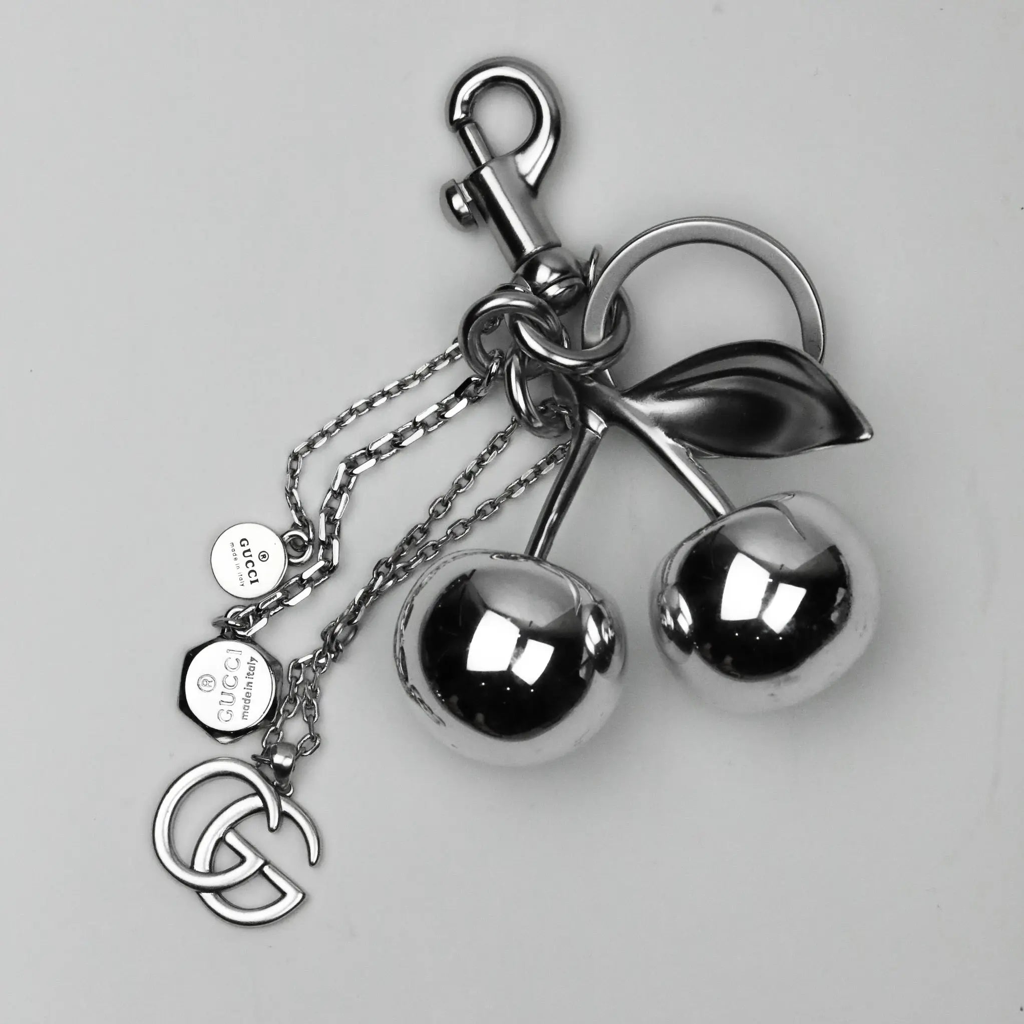 Luxe Silver Cherries Bag Charm