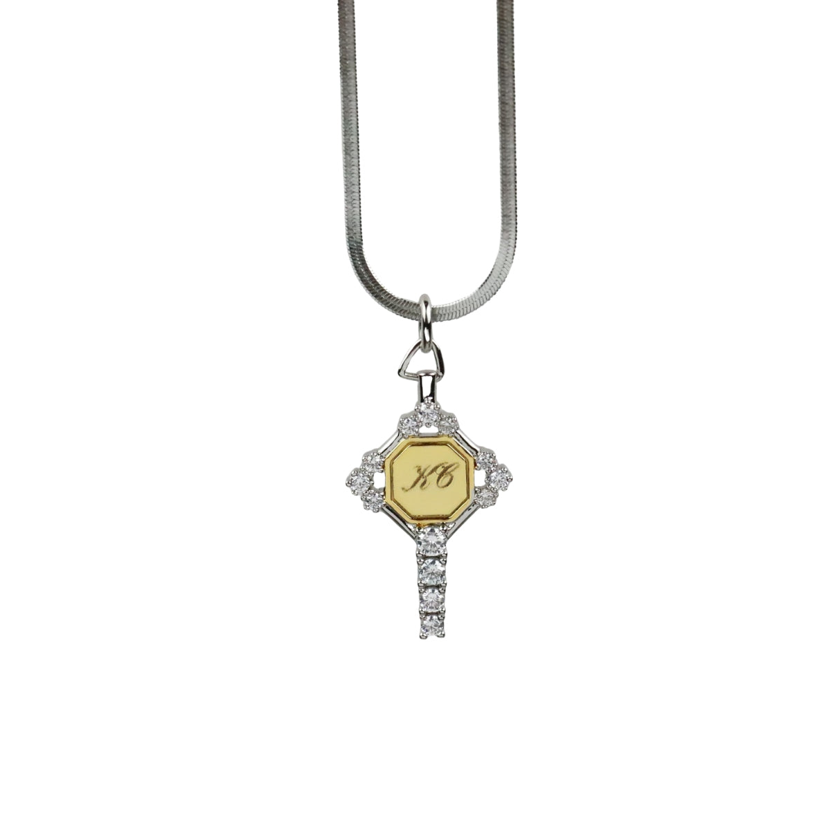 Mabel Custom Engraved Mixed Metal Key Necklace