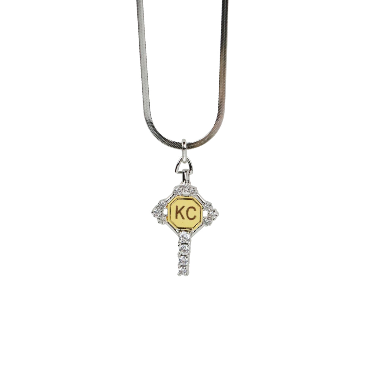 Mabel Custom Engraved Mixed Metal Key Necklace