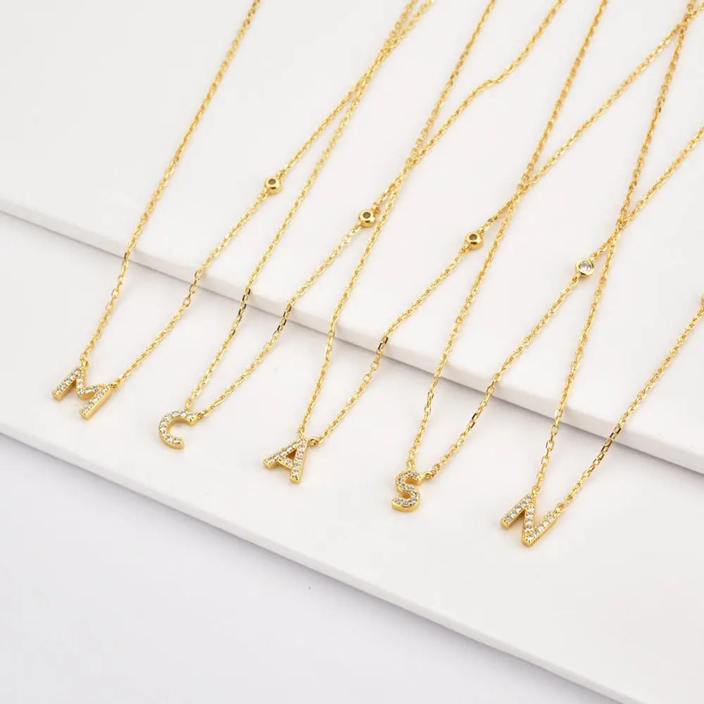 Mini Crystal Initial Necklace - Ahava J