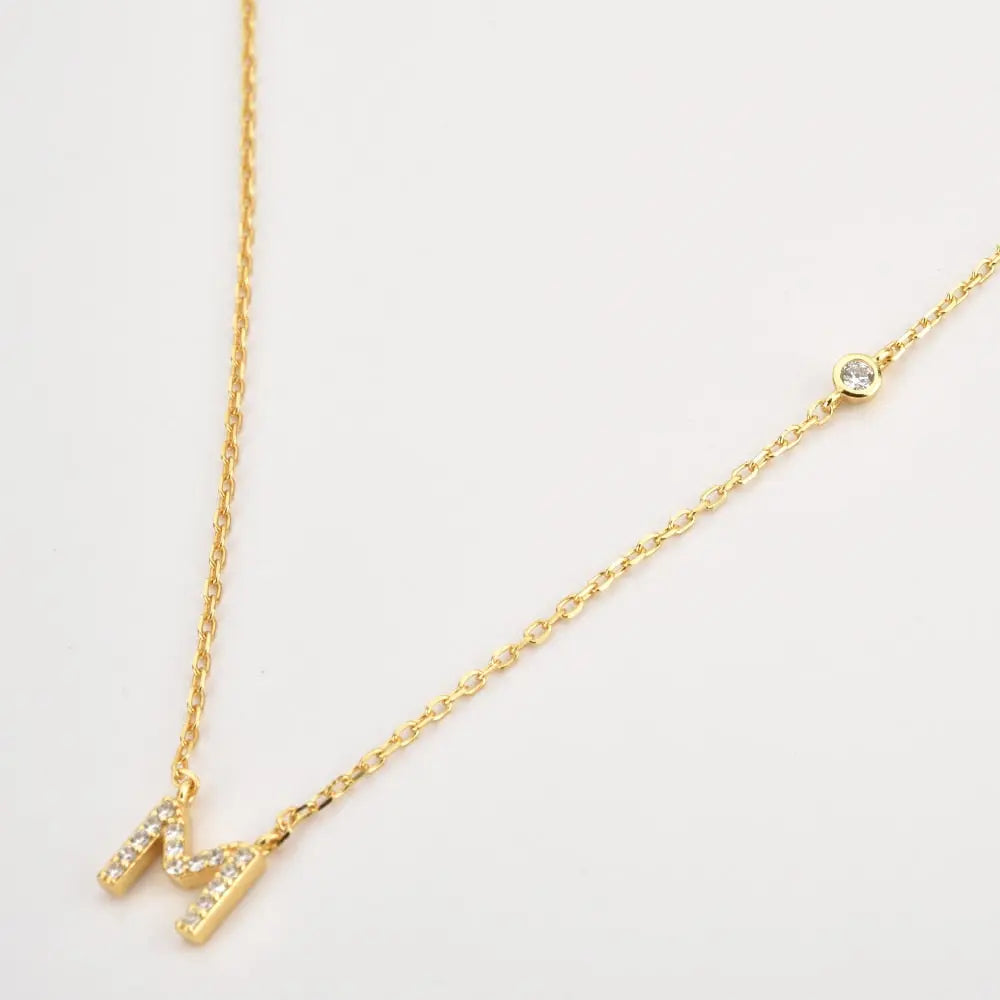 Mini Crystal Initial Necklace - Ahava J