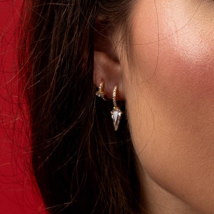 Nayeli Spike Crystal Hoop Earrings