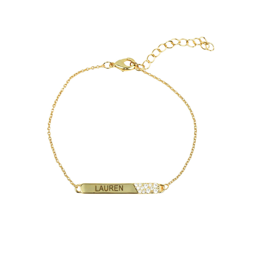 Nellie Custom Engraved Bar Pendant Bracelet