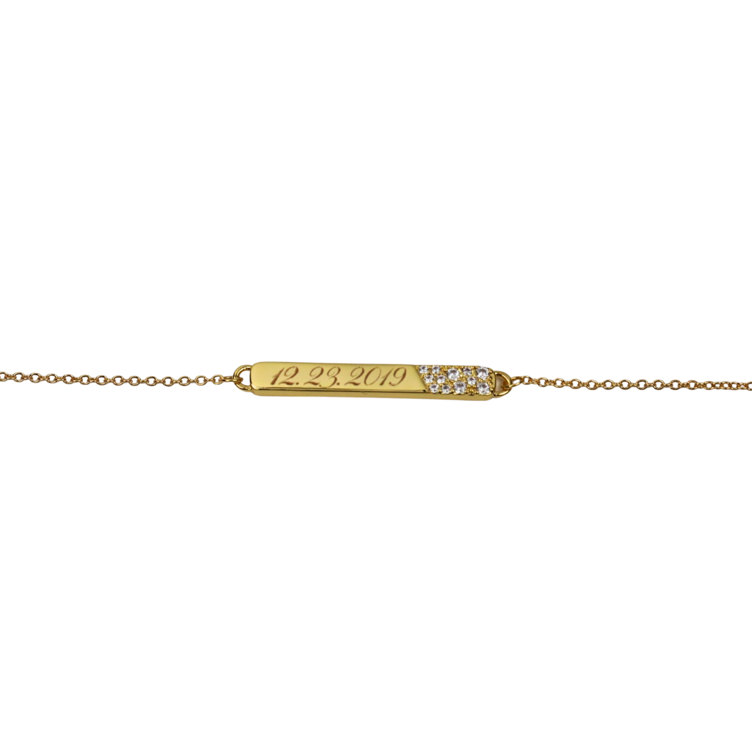 Nellie Custom Engraved Bar Pendant Bracelet