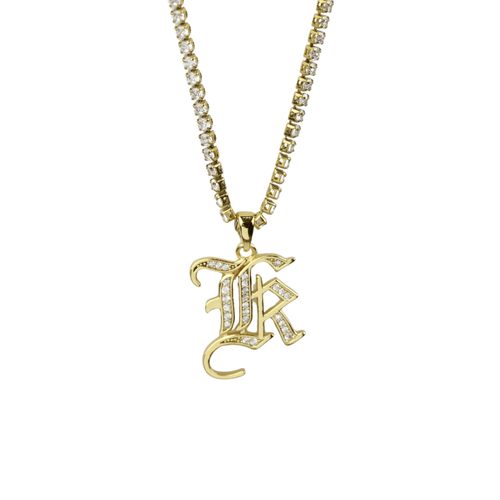 Old English Letter Tennis Necklace - Ahava J