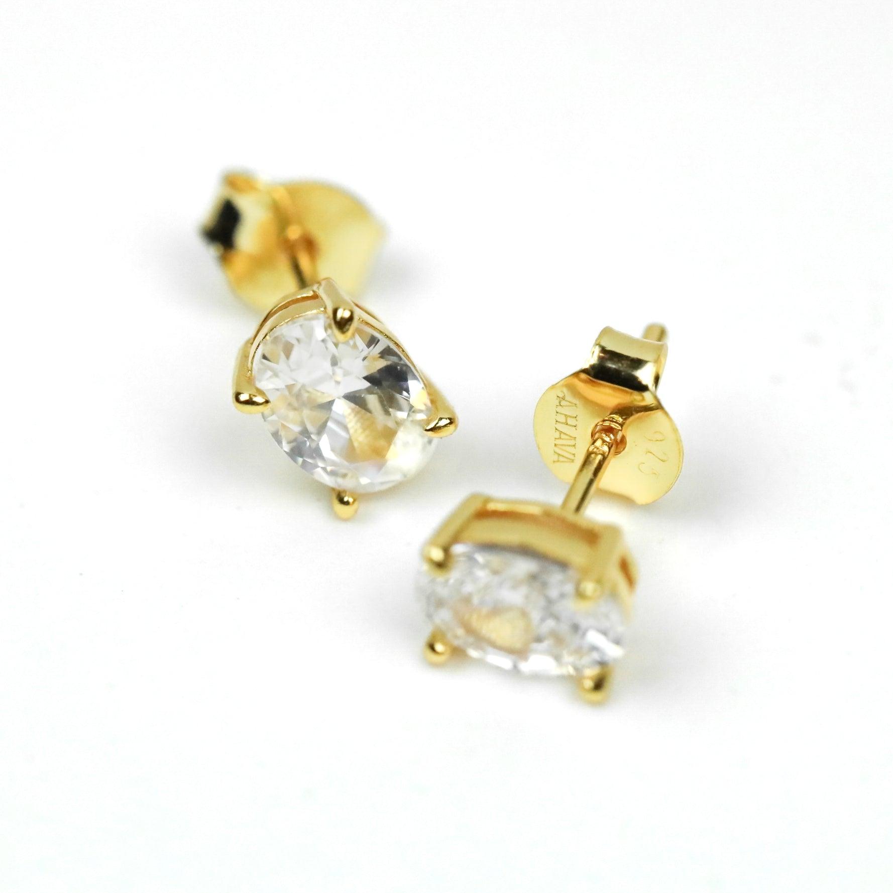 Oval Crystal Stud Earrings