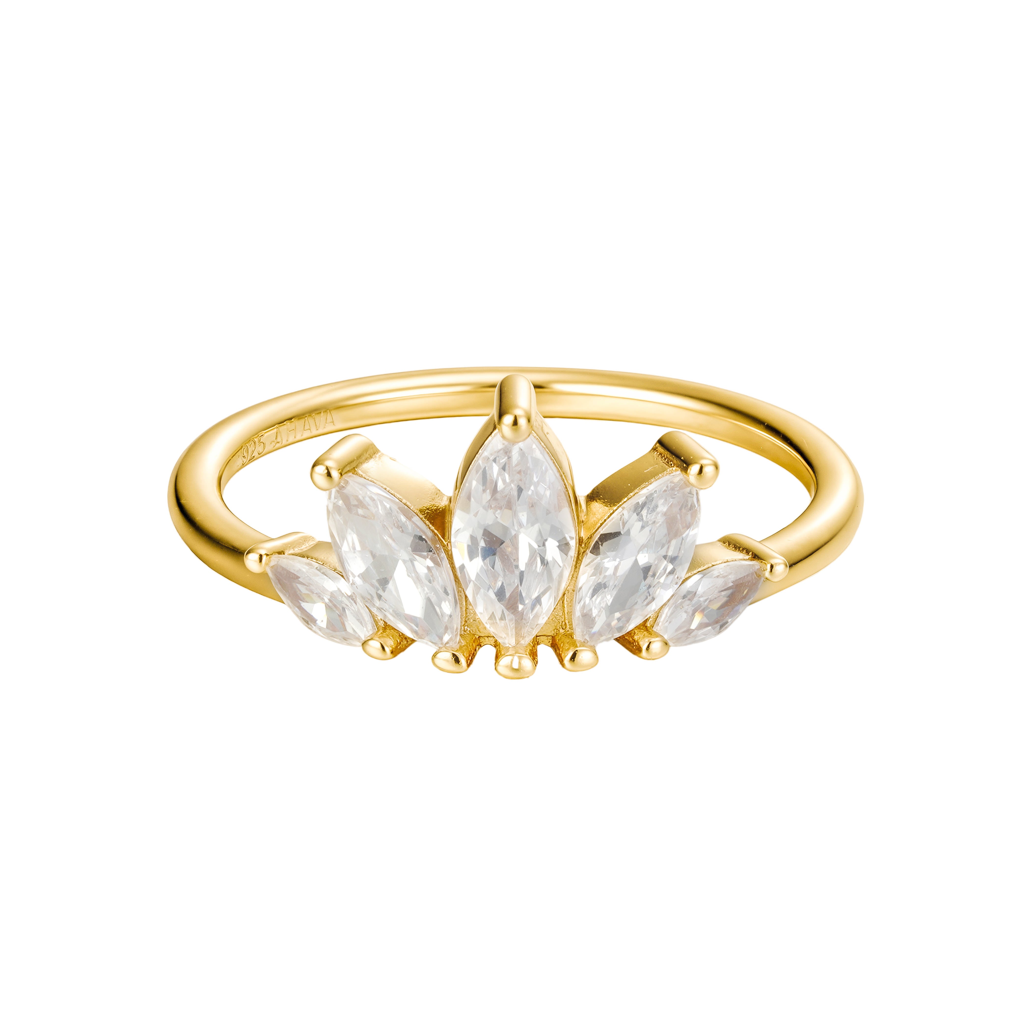 TIARA W /Diamonds 9K ゴールド　ティアラリング Tiara 5 Stone Ring – Ahava J