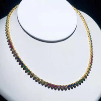 Rainbow Heart Tennis Necklace