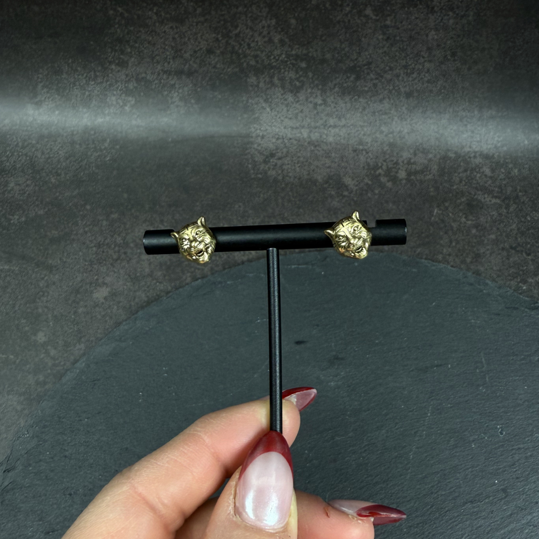 Repurposed Tiger Stud Earrings