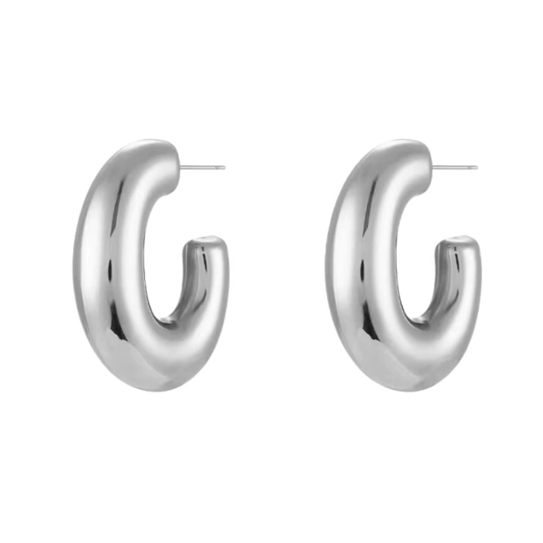 Ronnie Chunky Hoop Earrings- Silver