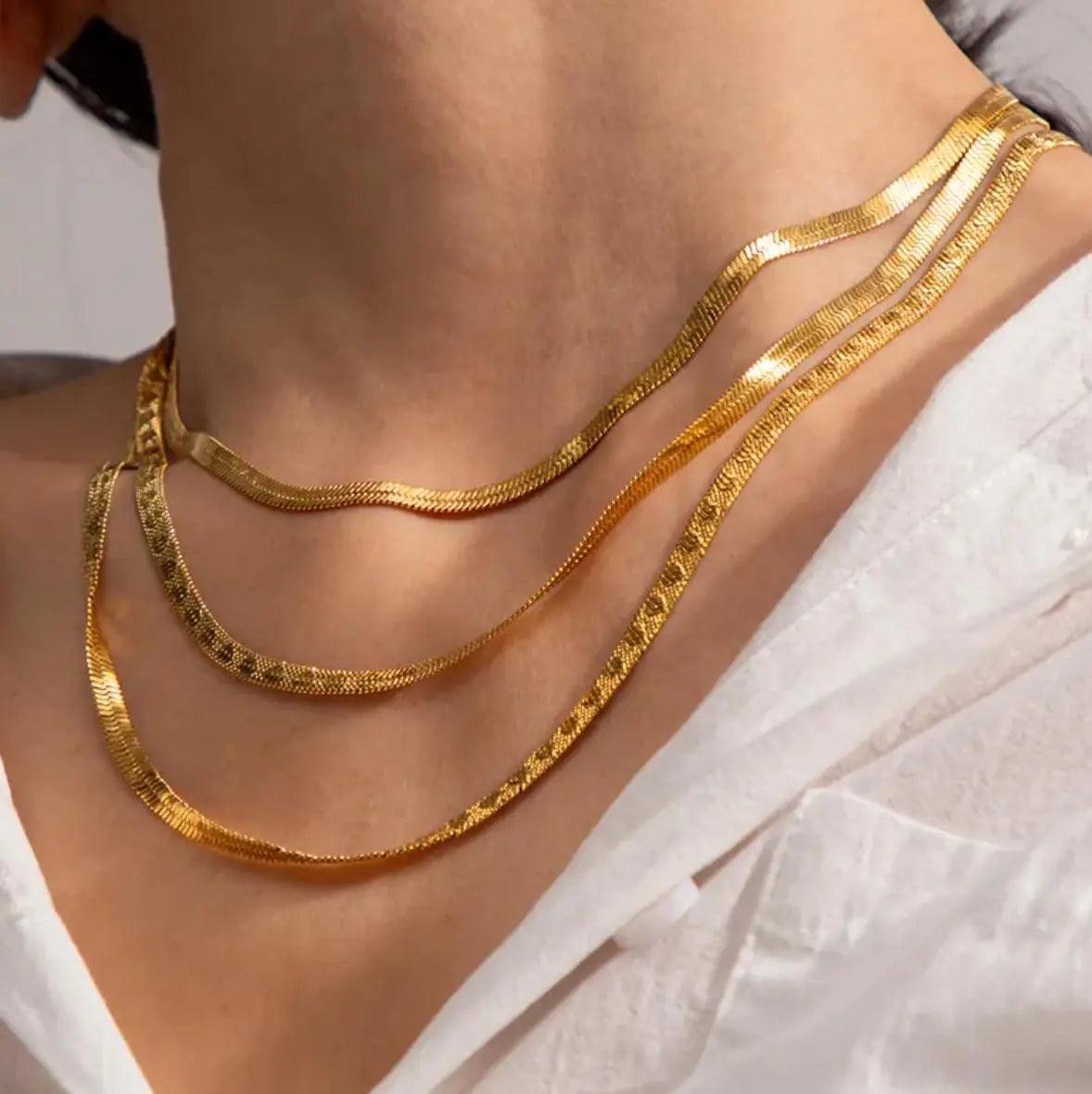 Textured Herringbone Necklace - Ahava J