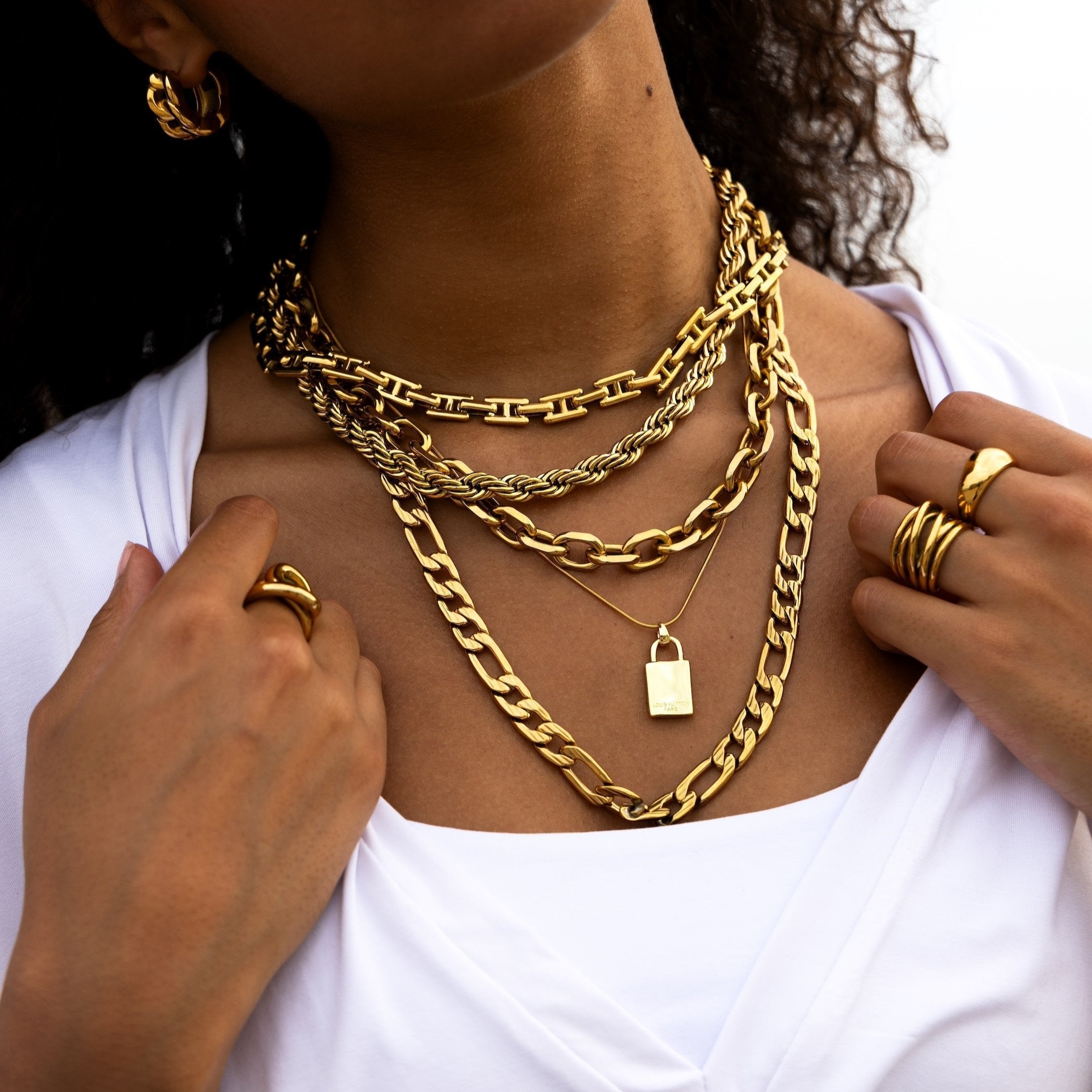 Thick Figaro Necklace- Gold